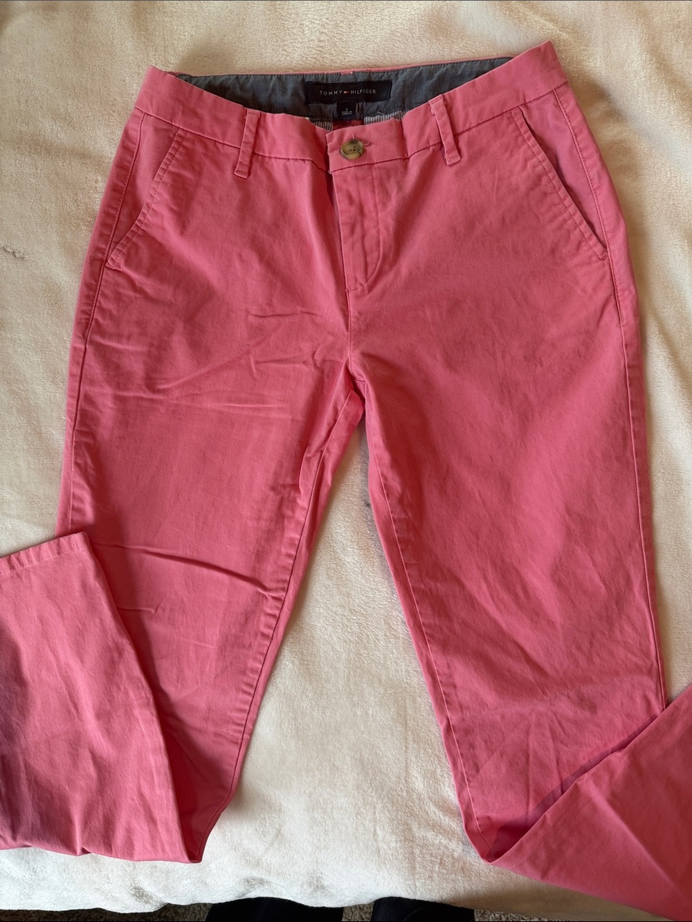 Tommy Hilfiger Coral-Pink Straight Leg Chino Pants